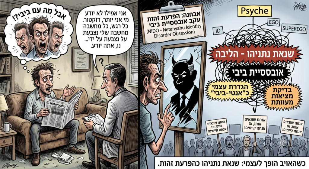 [בתמונה: רל"ביזם: התנגדות פוליטית שהופכת להפרעה בזהות… התמונה עובדה במערכת הבינה המלאכותית Gemini' של גוגל]