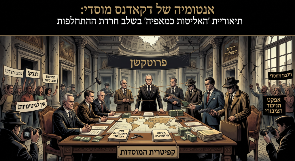 [בתמונה: אליטות כמאפיה... התמונה עובדה במערכת הבינה המלאכותית Gemini' של גוגל]