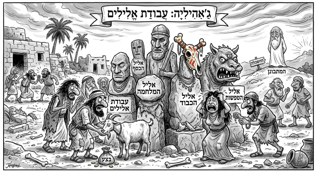 [בתמונה: בעיני האיסלאם הפוליטי, חילוניות אינה ניטרליות דתית, אלא סוג של עבודת אלילים (שרק), שבה האדם מעמיד את עצמו או את המדינה במקומו של אלוהים... התמונה עובדה במערכת הבינה המלאכותית Gemini' של גוגל]