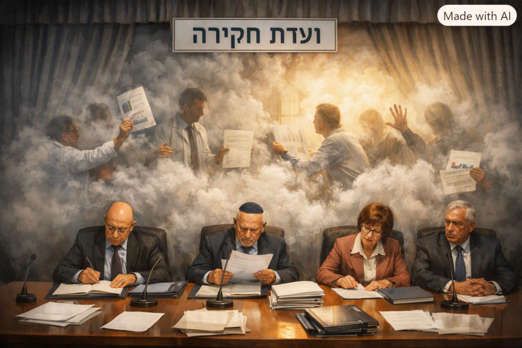 [בתמונה: מה שוות ועדות חקירה, ע"פ תורת השרידות של ד"ר אורי מילשטיין? התמונה עובדה במערכת הבינה המלאכותית של Copilot ב- Windowes]