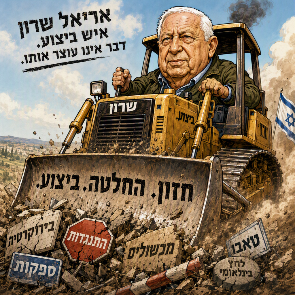 [בתמונה: ראוי ללמוד, כיצד ניהל אריאל שרון כשר השיכון את מאמצי הבנייה בשנות ה-90 של המאה הקודמת, לנוכח גל העלייה מבריה"ם – התנהלות חלוצית ונחושה, שכיום הפכה לבלתי אפשרית לחלוטין.... התמונה עובדה במערכת הבינה המלאכותית של DALL·E ב- Microsoft Bing]