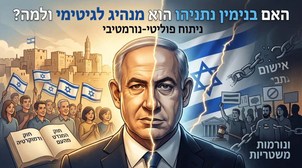 [בתמונה: האם בנימין נתניהו הוא מנהיג לגיטימי ולמה? התמונה עובדה במערכת הבינה המלאכותית Gemini' של גוגל]