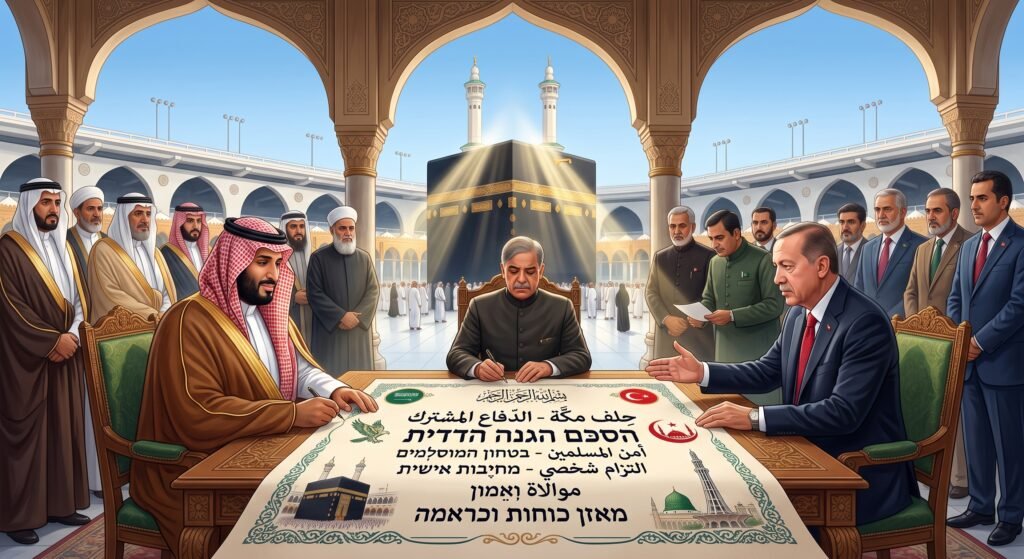 [בתמונה: למה התכוונו חותמי הסכם מכה? התמונה עובדה במערכת הבינה המלאכותית Gemini' של גוגל]