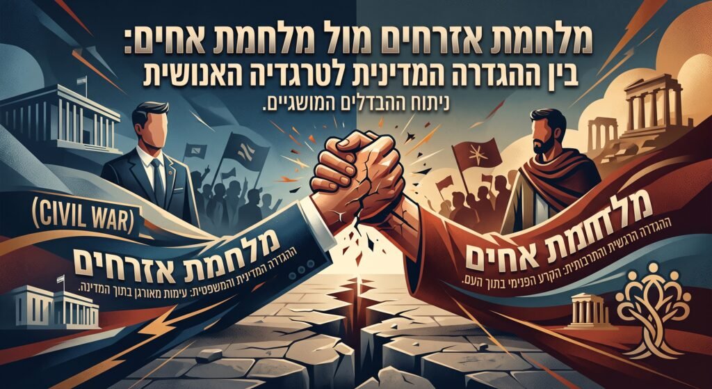[בתמונה: בין מלחמת אחים למלחמת אזרחים... התמונה עובדה במערכת הבינה המלאכותית Gemini' של גוגל]
