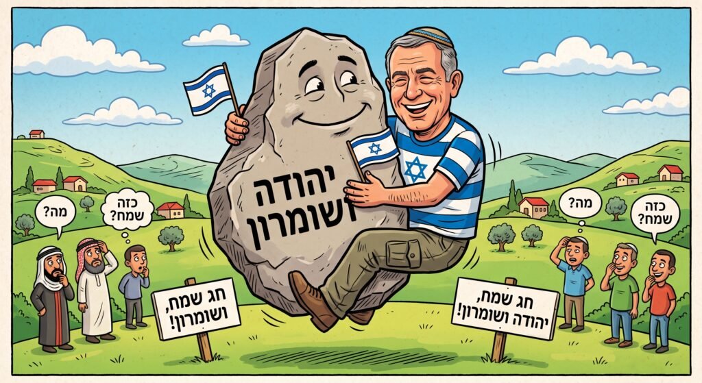 [בתמונה: סיפוח יהודה ושומרון. מה משמעותו? התמונה עובדה במערכת הבינה המלאכותית Gemini' של גוגל]