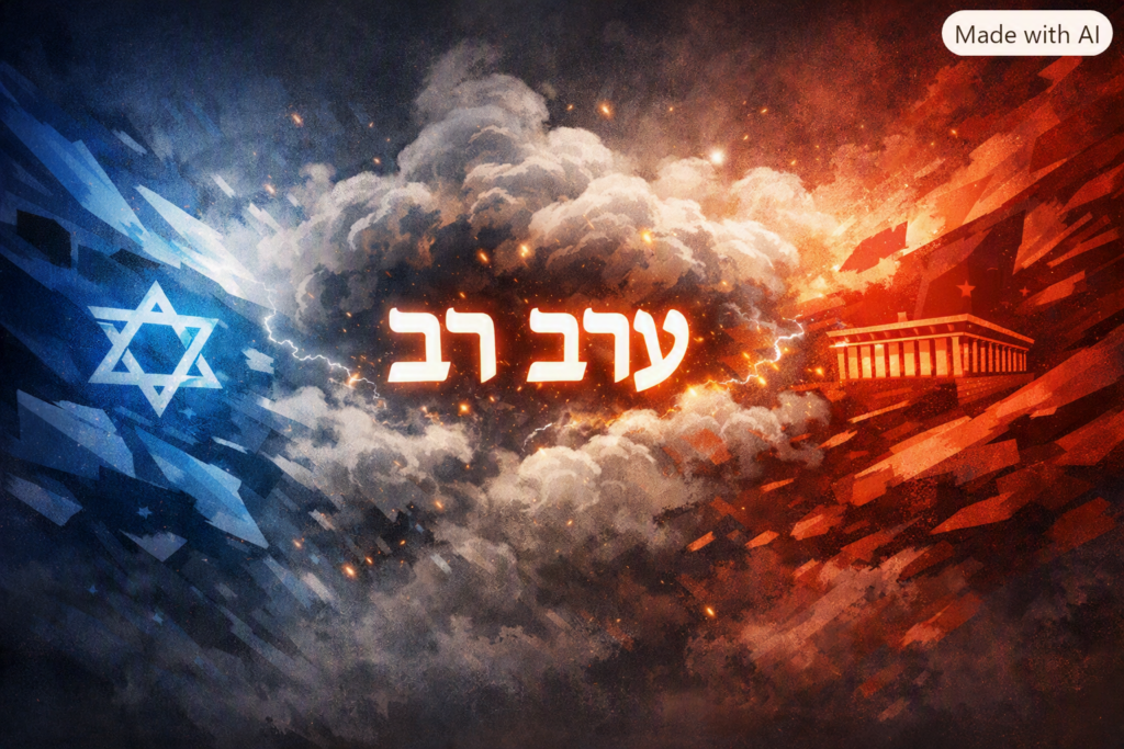 [בתמונה: סוגיית "הערב הרב"' ממשיכה להיות רלוונטית גם בשיח הישראלי העכשווי, וכדאי להכירה... התמונה עובדה במערכת הבינה המלאכותית של Copilot ב- Windowes]