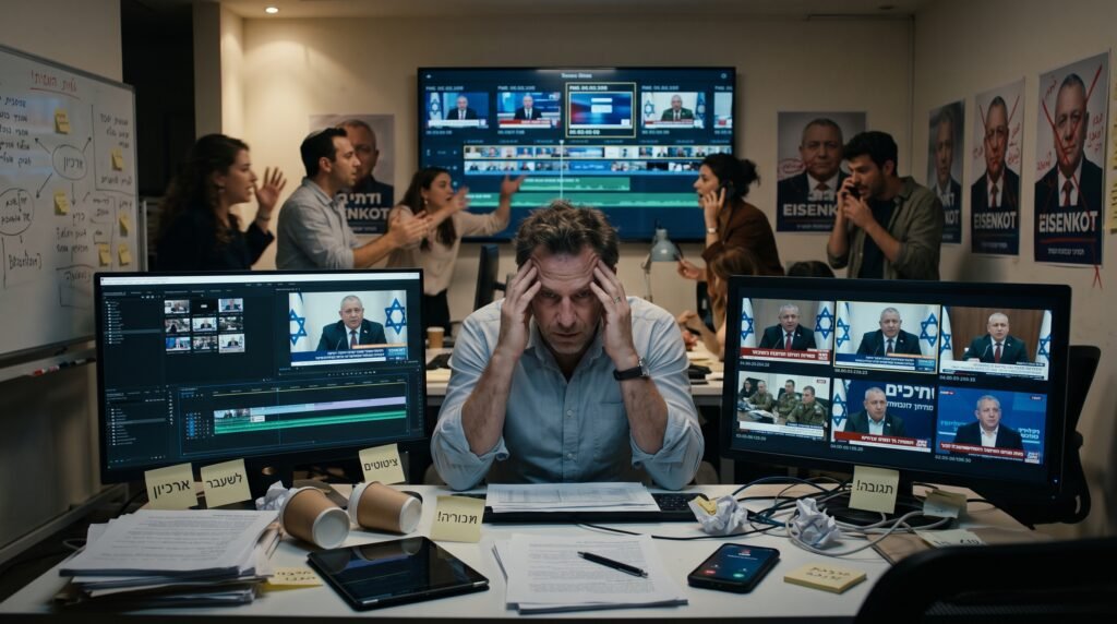 [בתמונה: אייזנקוט הוא הסיוט של כל יועץ תקשורת... התמונה עובדה במערכת הבינה המלאכותית Gemini' של גוגל]