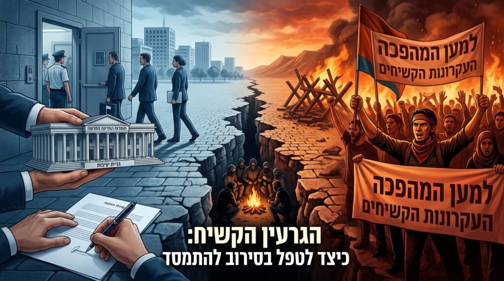 [בתמונה: איך ממסדים תנועות מהפכניות? התמונה עובדה במערכת הבינה המלאכותית Gemini' של גוגל]