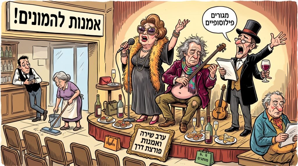 [בתמונה: כשמשחיתים פוליטית את התרבות ומרדדים אותה לביבי.ביבי.ביבי.ביבי, כי אז צומחת תרבות נגדית, והיא מגניבה בטירוף.... התמונה עובדה במערכת הבינה המלאכותית Gemini' של גוגל]